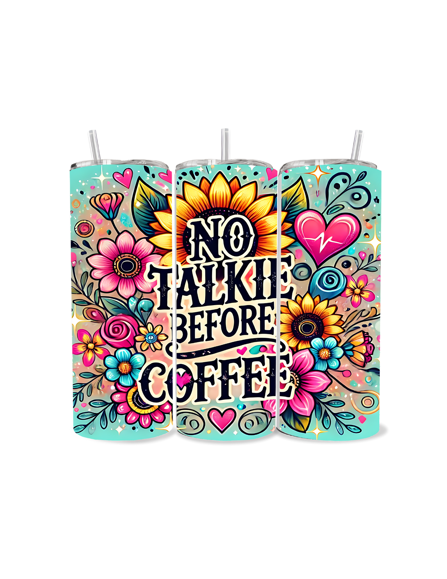 β No Talkie Before Coffee β 20oz Insulated Sublimation Tumbler π₯βοΈ