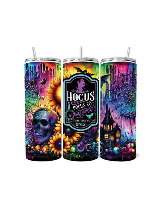 🕷️🌻✨ Hocus Pocus Co. 20oz Stainless Steel Tumbler – “Witches Wanted” Edition ✨🌻🕷️