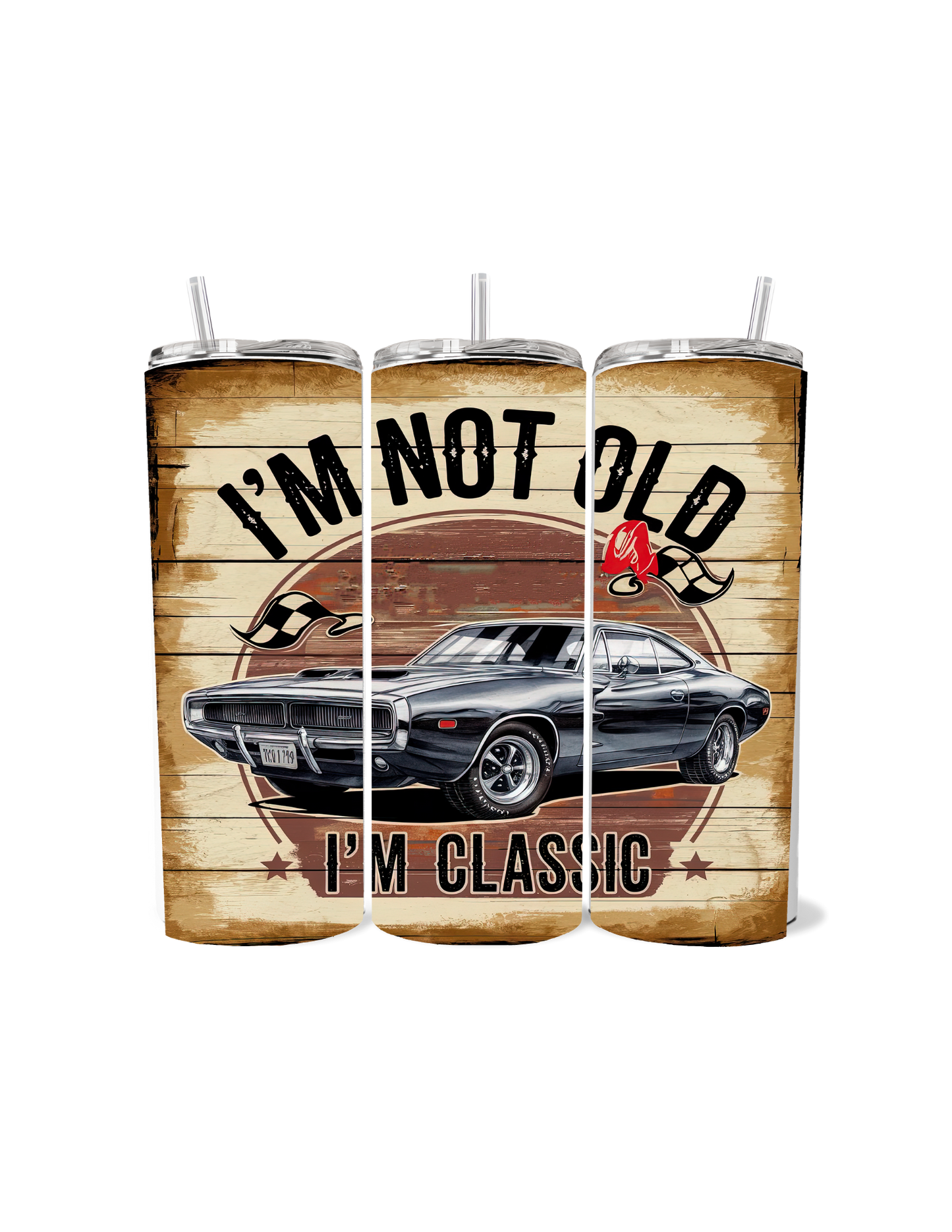 🏁🔥 "I’m Not Old, I’m Classic" 20oz Stainless Steel Tumbler – Vintage Muscle Car Edition 🔥🏁