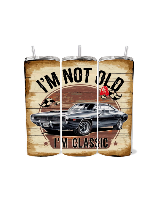 🏁🔥 "I’m Not Old, I’m Classic" 20oz Stainless Steel Tumbler – Vintage Muscle Car Edition 🔥🏁