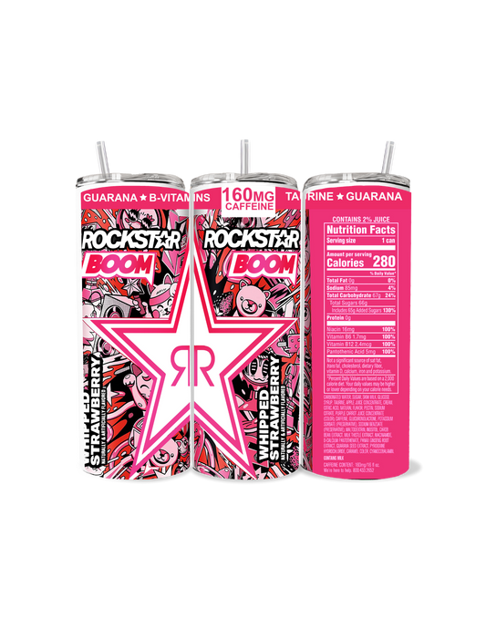 🍓✨ Energize Your Sips with the Rockstar Boom Whipped Strawberry Tumbler! ✨🍓